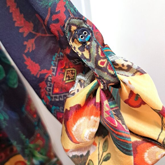 Johnny Was Silk Long Sleeve Tunic Floral Pattern Size Large - Picture 5 of 13